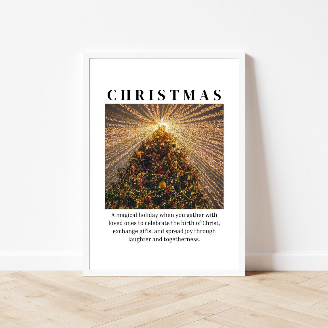 Christmas Definition Glowing Christmas Tree Lights Holiday Poster - Image 3