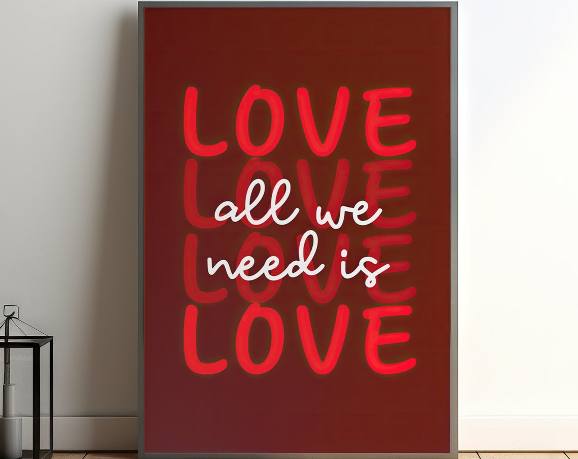 All We Need Is Love Bold Red Typography Retro Love Quote Poster - Image 7