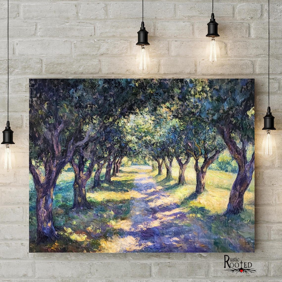 Impressionist Painting of a Sunlit Tree-Lined Country Path Poster - Image 2