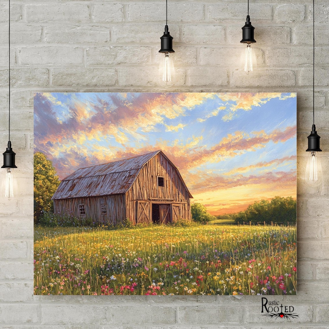 Rustic Country Barn and Wildflowers Art Print - Image 2