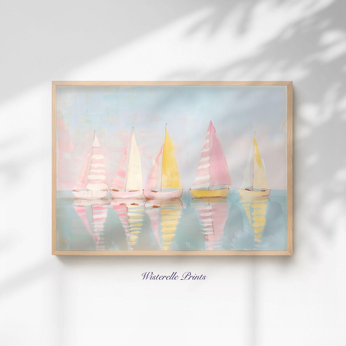 Pastel Sailboat Art Print, Summer Coastal Nautical