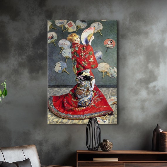 Camille Monet In Japanese Costume Print La Japonaise Poster Kimono With Fans Decor Claude Monet Wall Decor Claude Monet Artwork