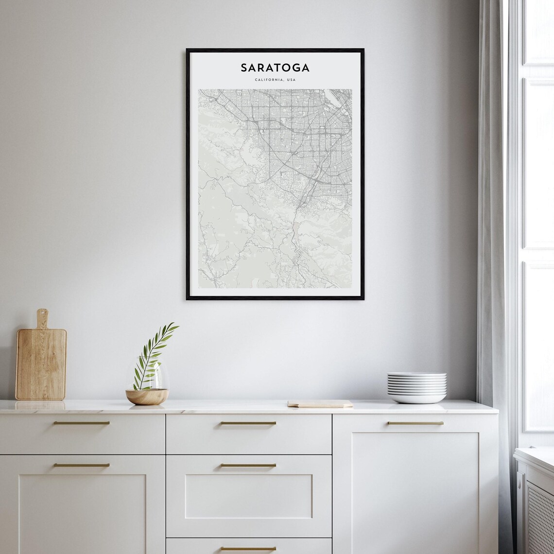 Saratoga California USA Scandinavian Minimalist City Map Travel Poster - Image 2