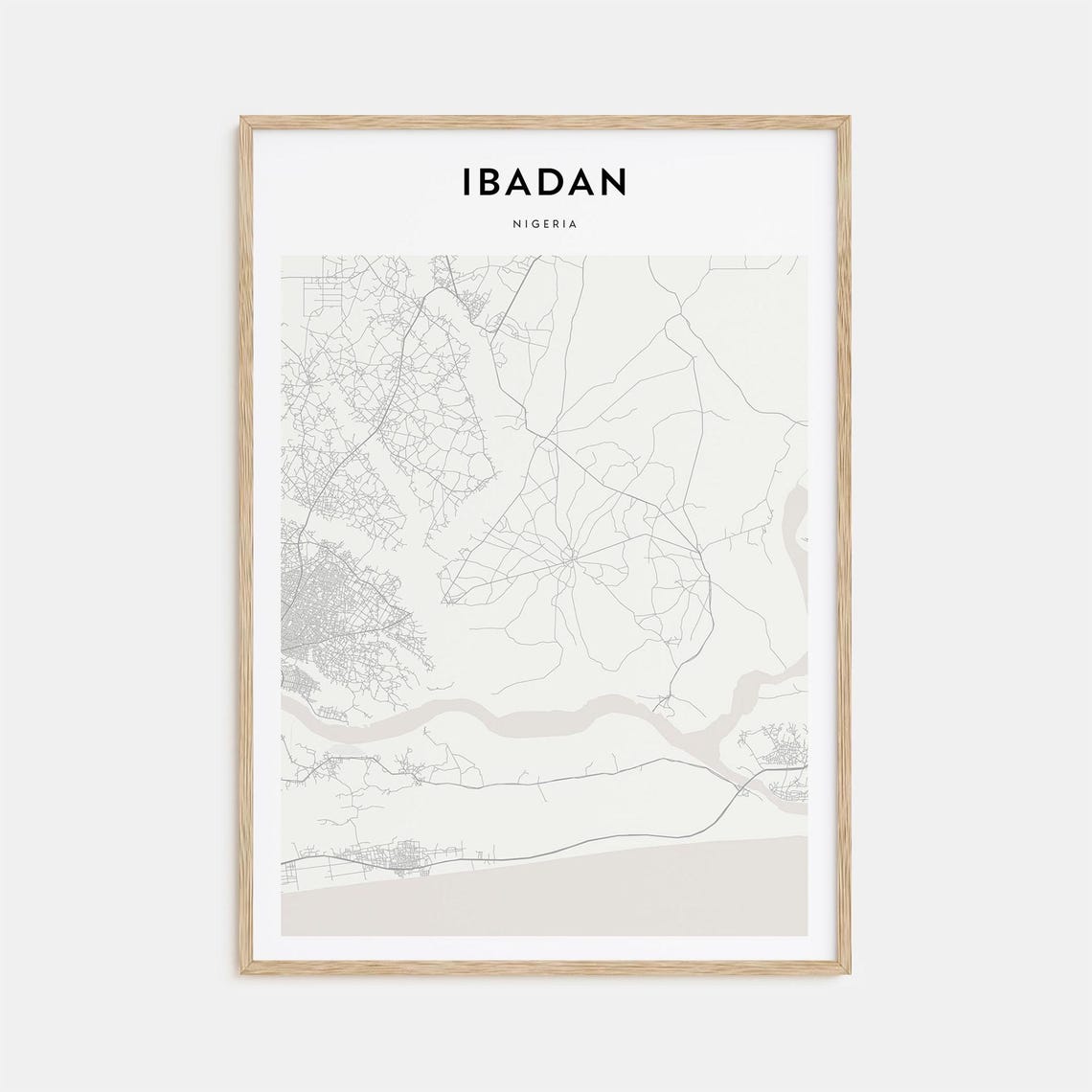 Ibadan Nigeria Minimalist City Street Map Scandinavian Decor Poster