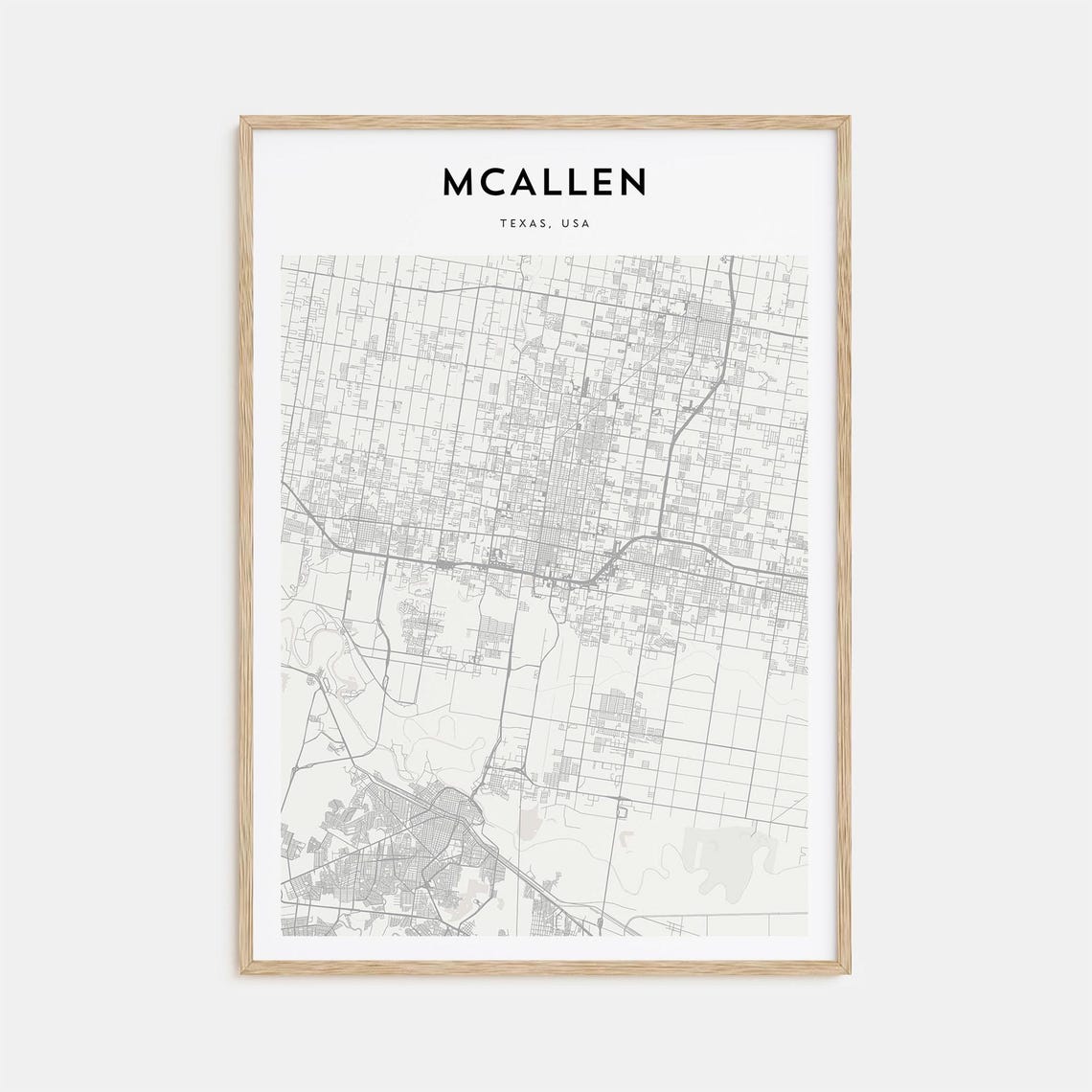 McAllen Texas Rio Grande Valley Beige Minimalist Map Art Poster