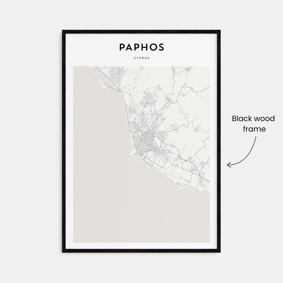 Paphos Cyprus Minimalist Coastal Street Map Decor Art Poster - Image 3