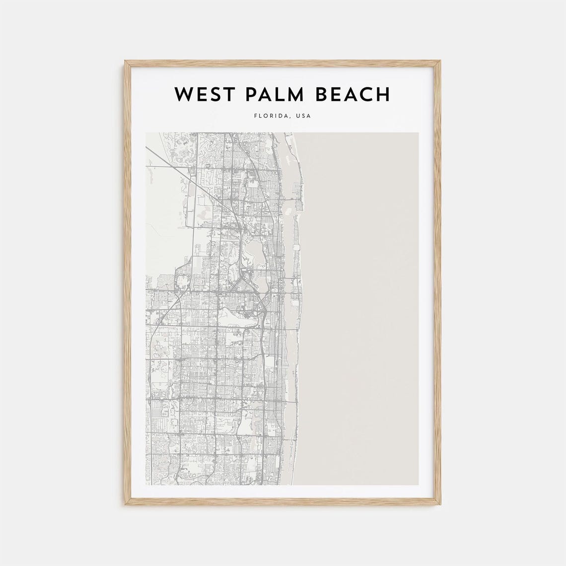 West Palm Beach Florida USA Minimalist Street Map Line Art Poster