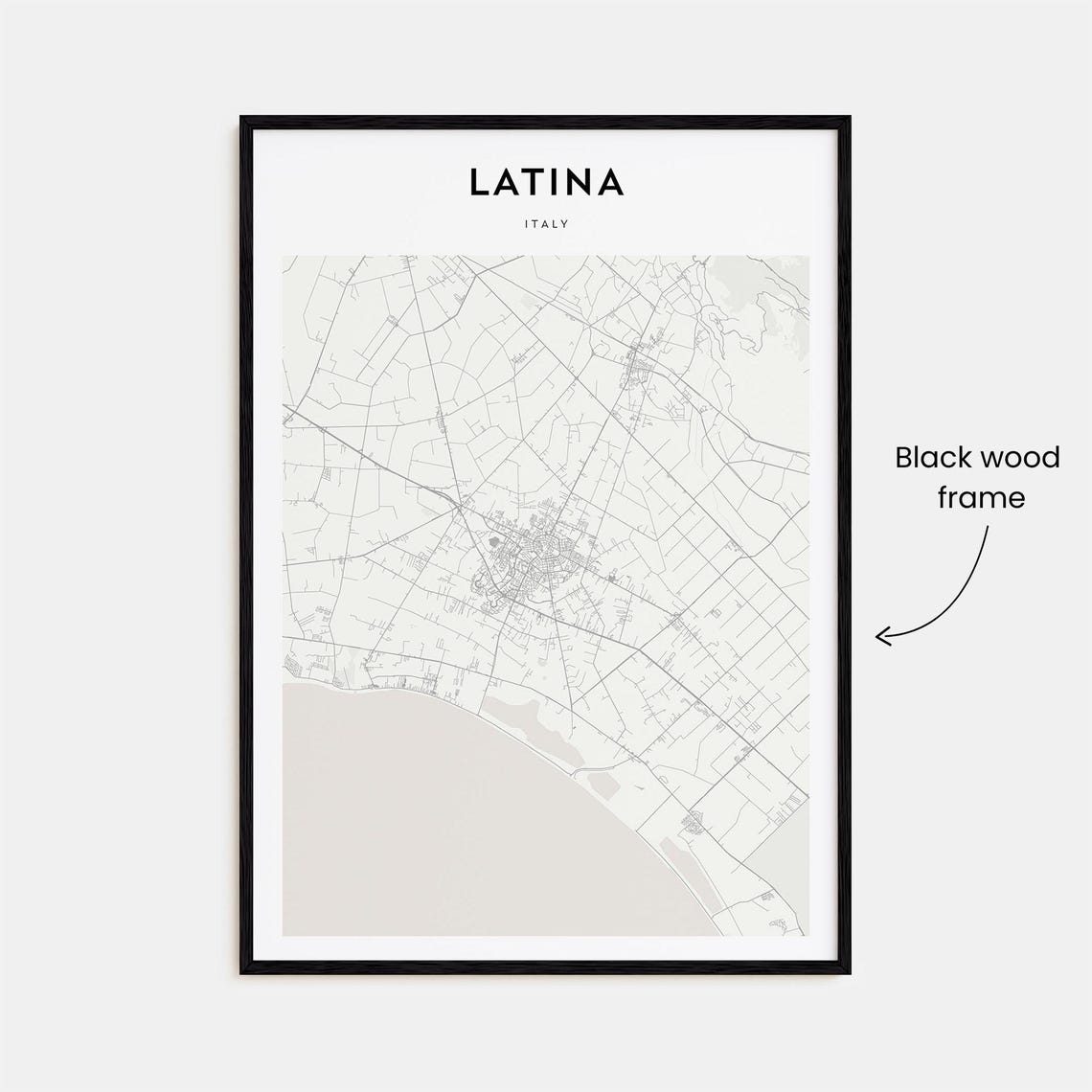 Latina Italy Coastal Plain Minimalist Beige Street Map Poster - Image 3