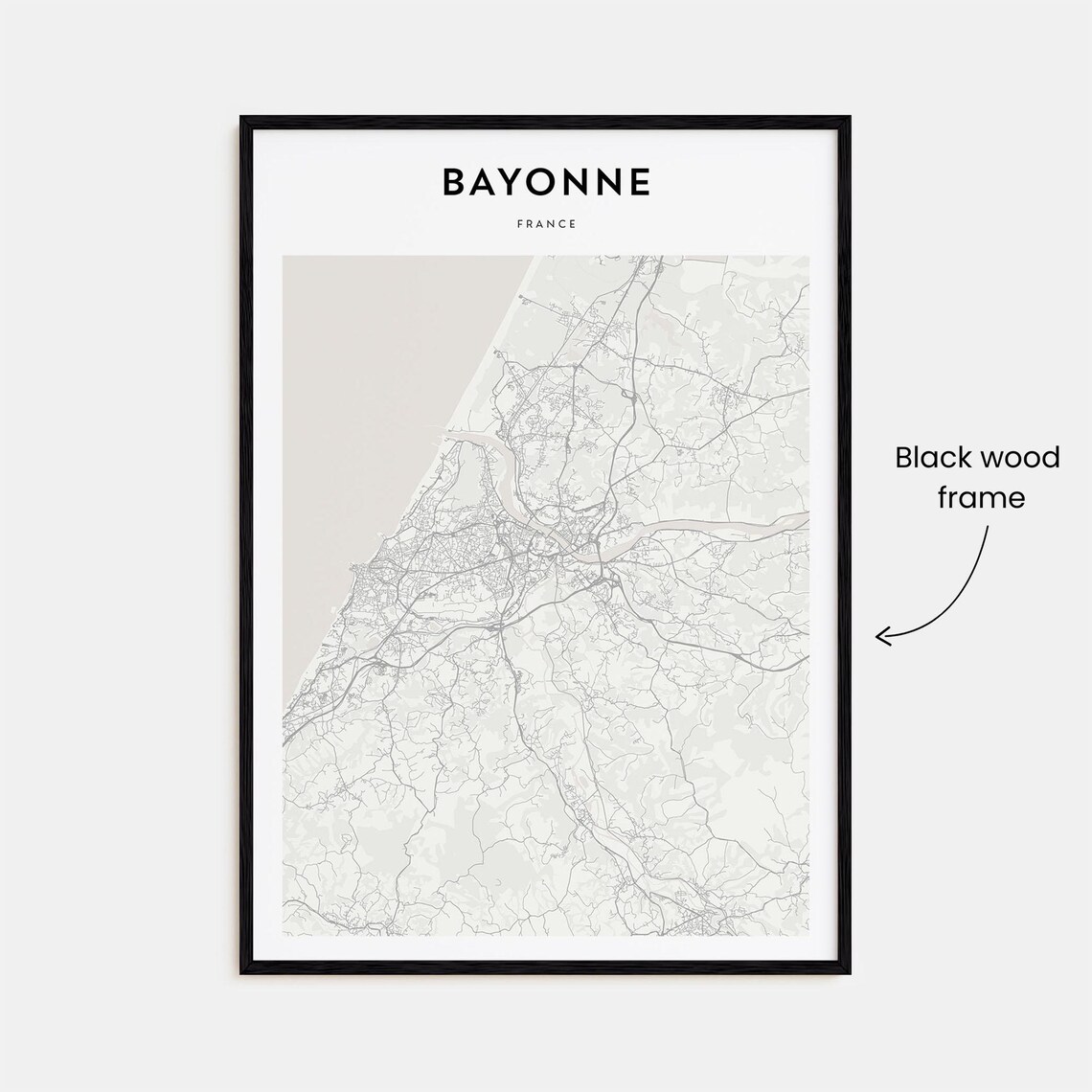 Bayonne, France Minimalist City Street Map Fine Line Art Poster - Image 3