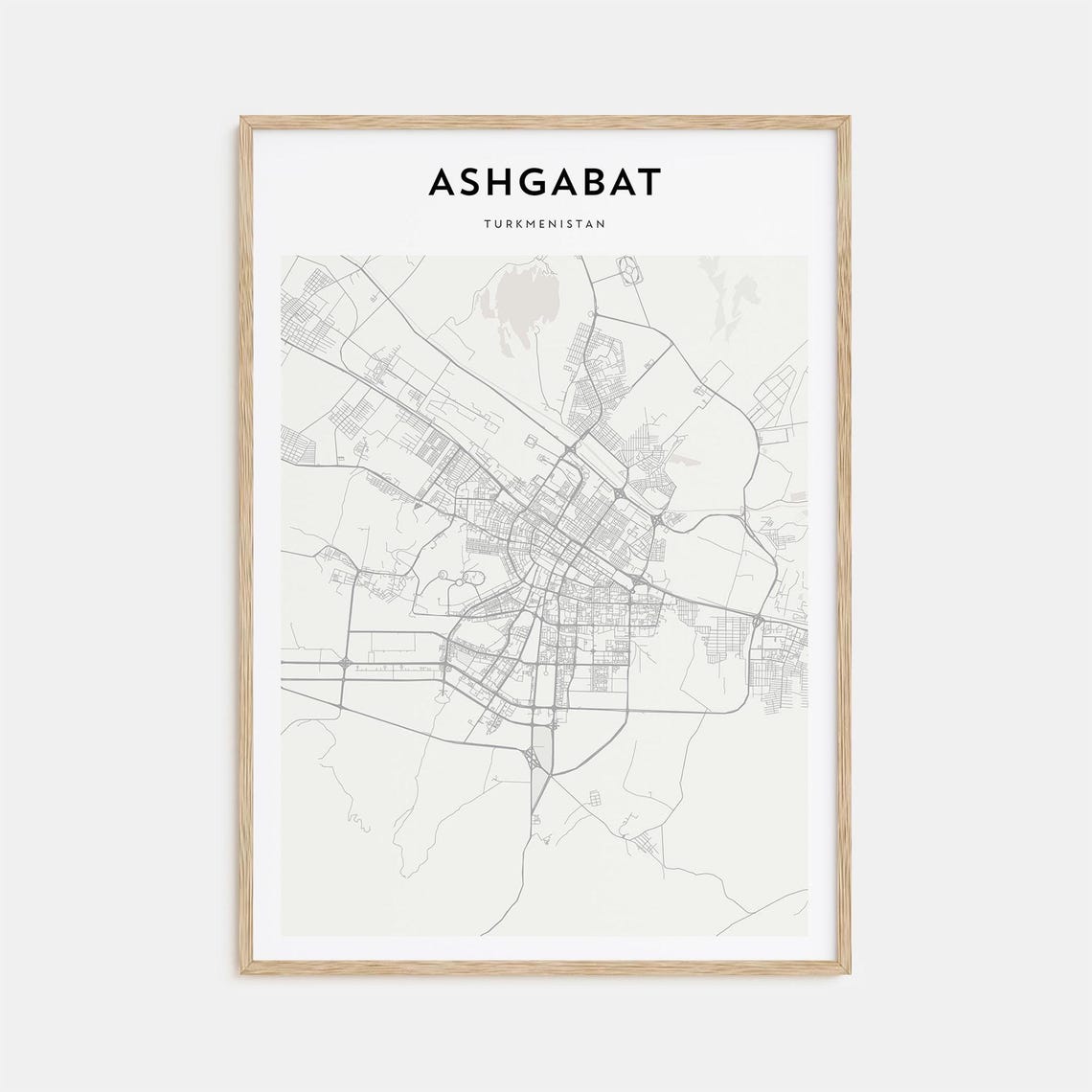 Ashgabat Turkmenistan Minimalist City Map Street Grid Poster