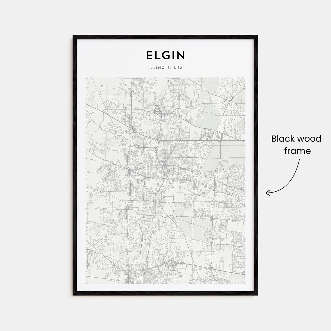 Elgin Illinois Minimalist Street Map Modern City Line Art Poster - Image 3