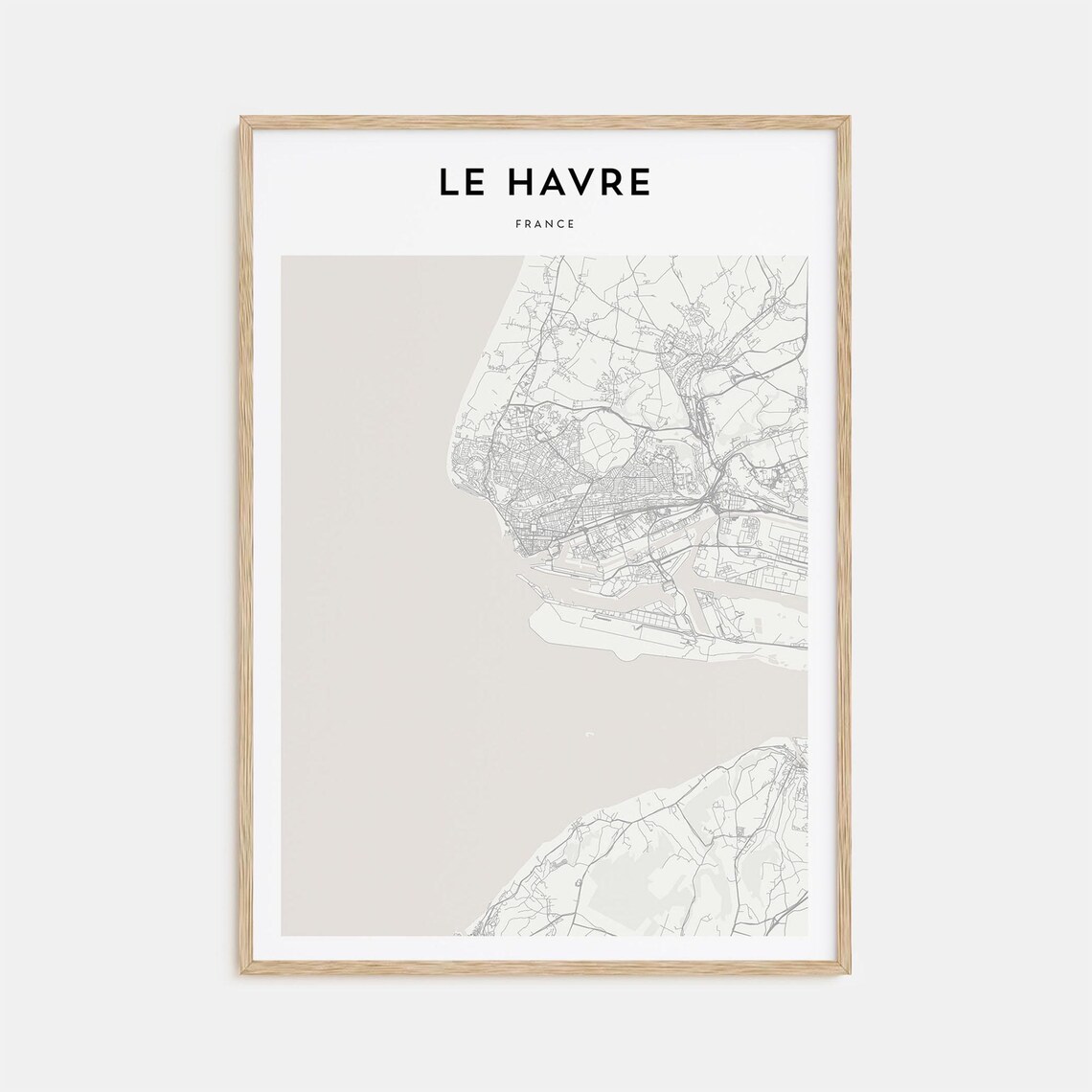 Le Havre France Harbor City Minimalist Beige Street Map Poster