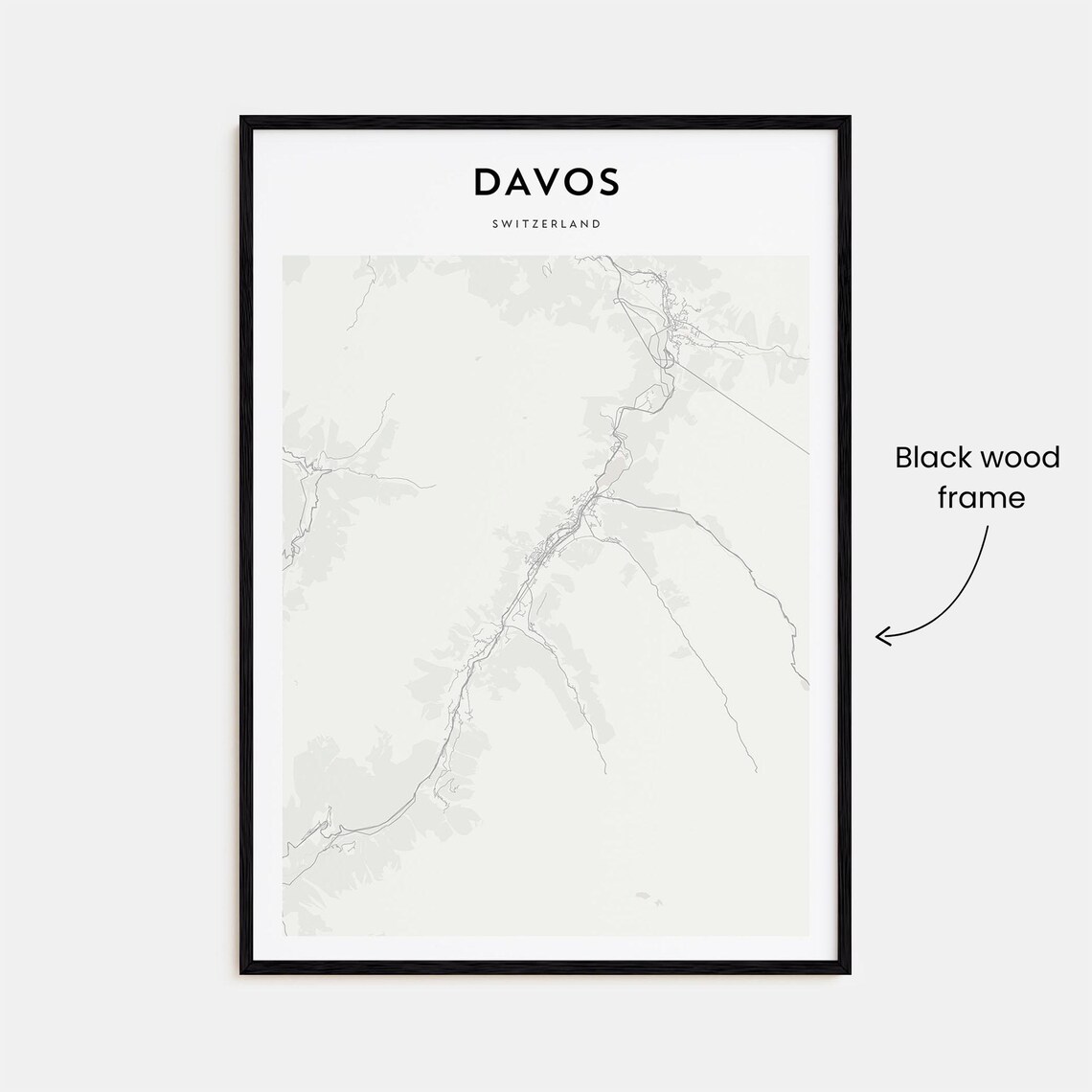Davos Switzerland Modern Minimalist City Street Map Travel Poster - Image 3