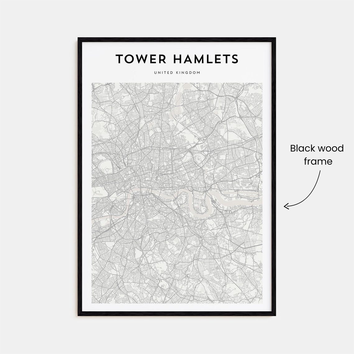 Tower Hamlets London Minimalist Borough Map Poster with Bold Type - Image 3