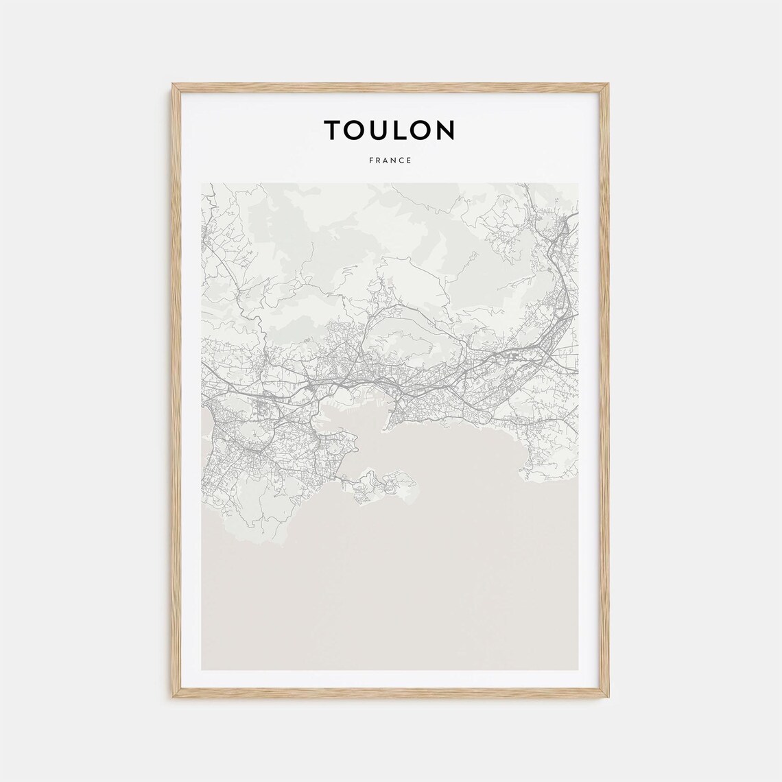 Toulon France Modern Minimalist City Street Map Travel Art Poster