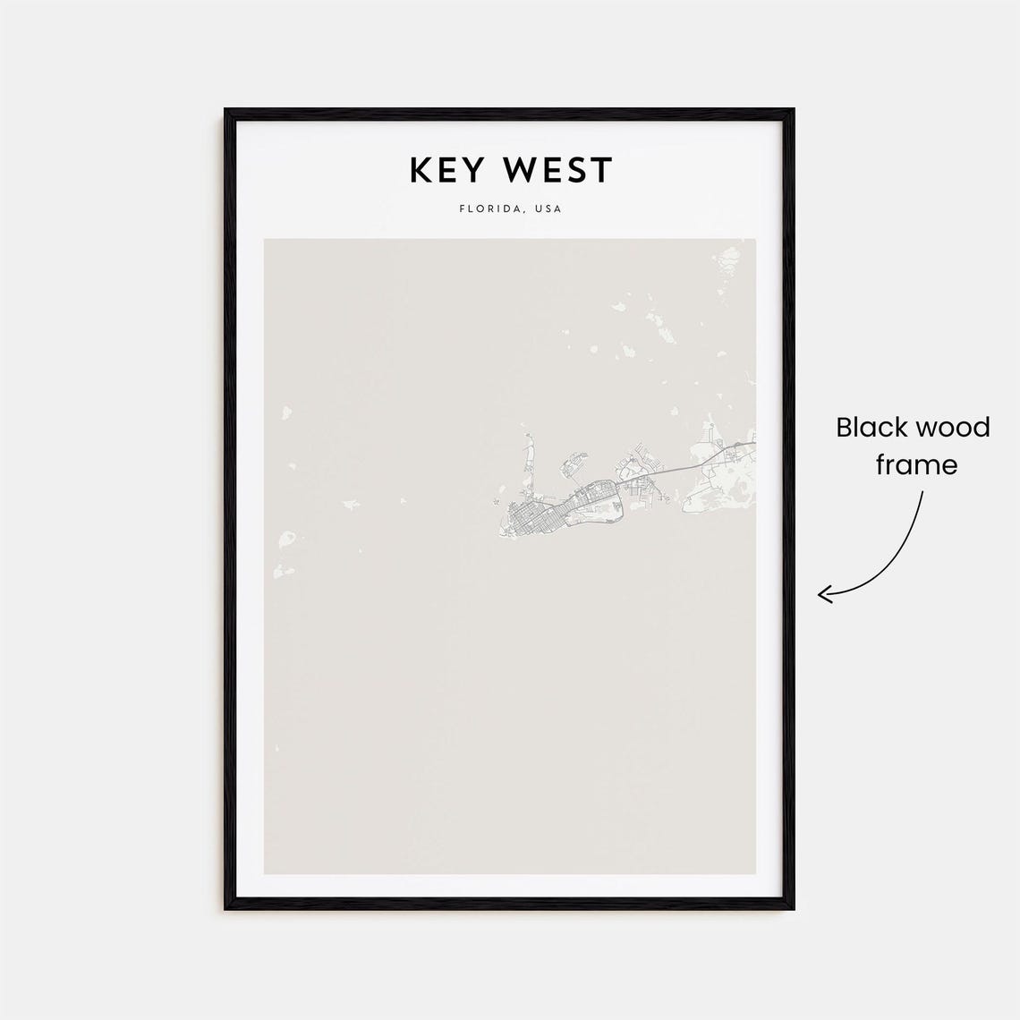 Key West Florida Minimalist Coastal Street Map Island Decor Poster - Image 3