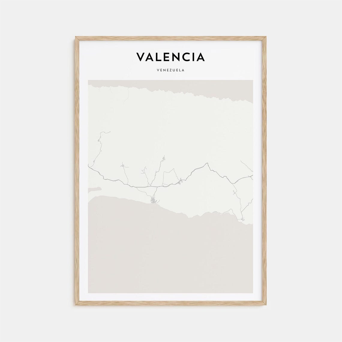 Valencia Venezuela Minimal Cream City Map Travel Decor Poster