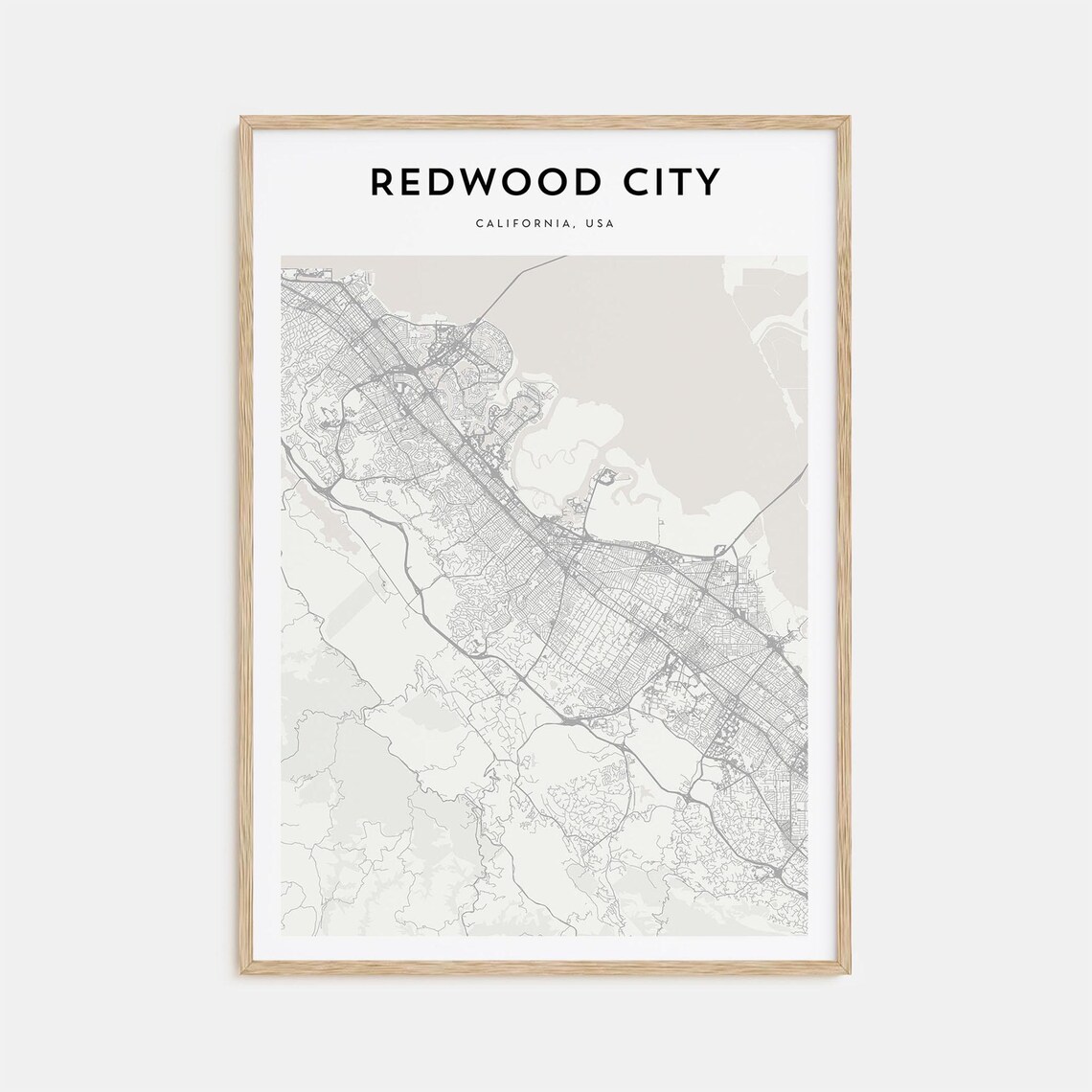 Redwood City California Minimalist City Map Modern Travel Poster