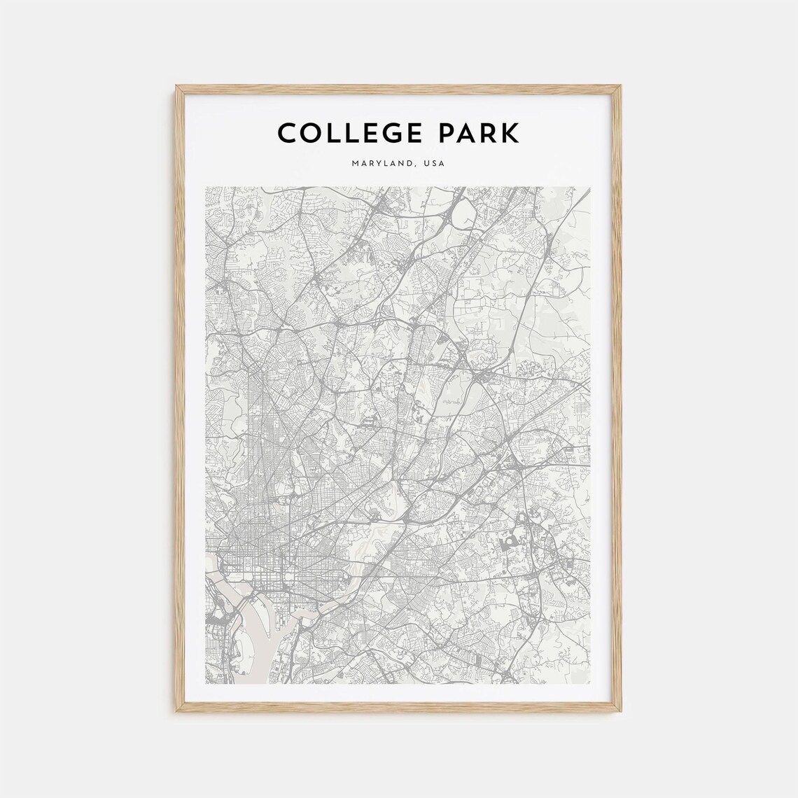 College Park Maryland Detailed Minimalist Street Map City Poster