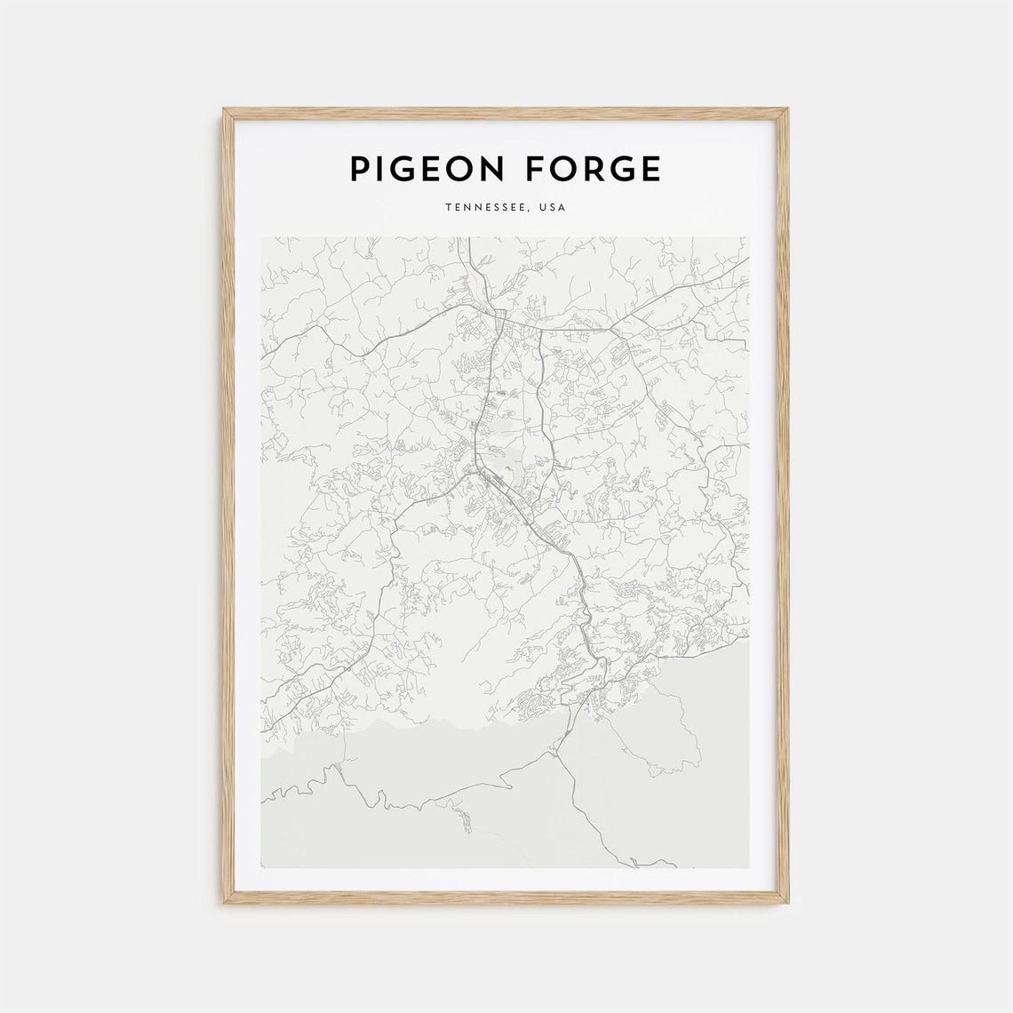 Pigeon Forge Tennessee Detailed Minimalist Street Map City Poster