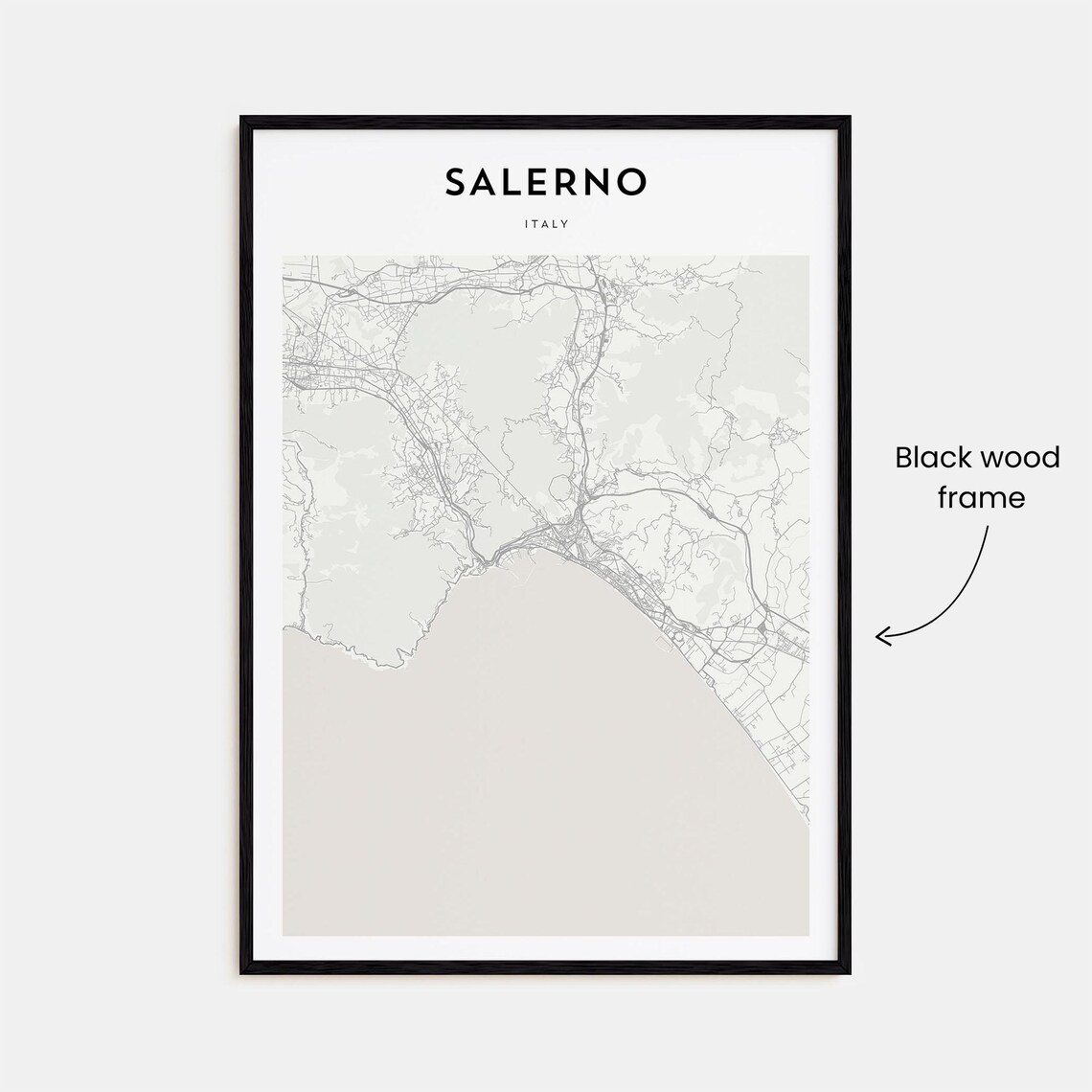 Salerno Italy Minimalist City Street Map Beige Travel Poster - Image 3