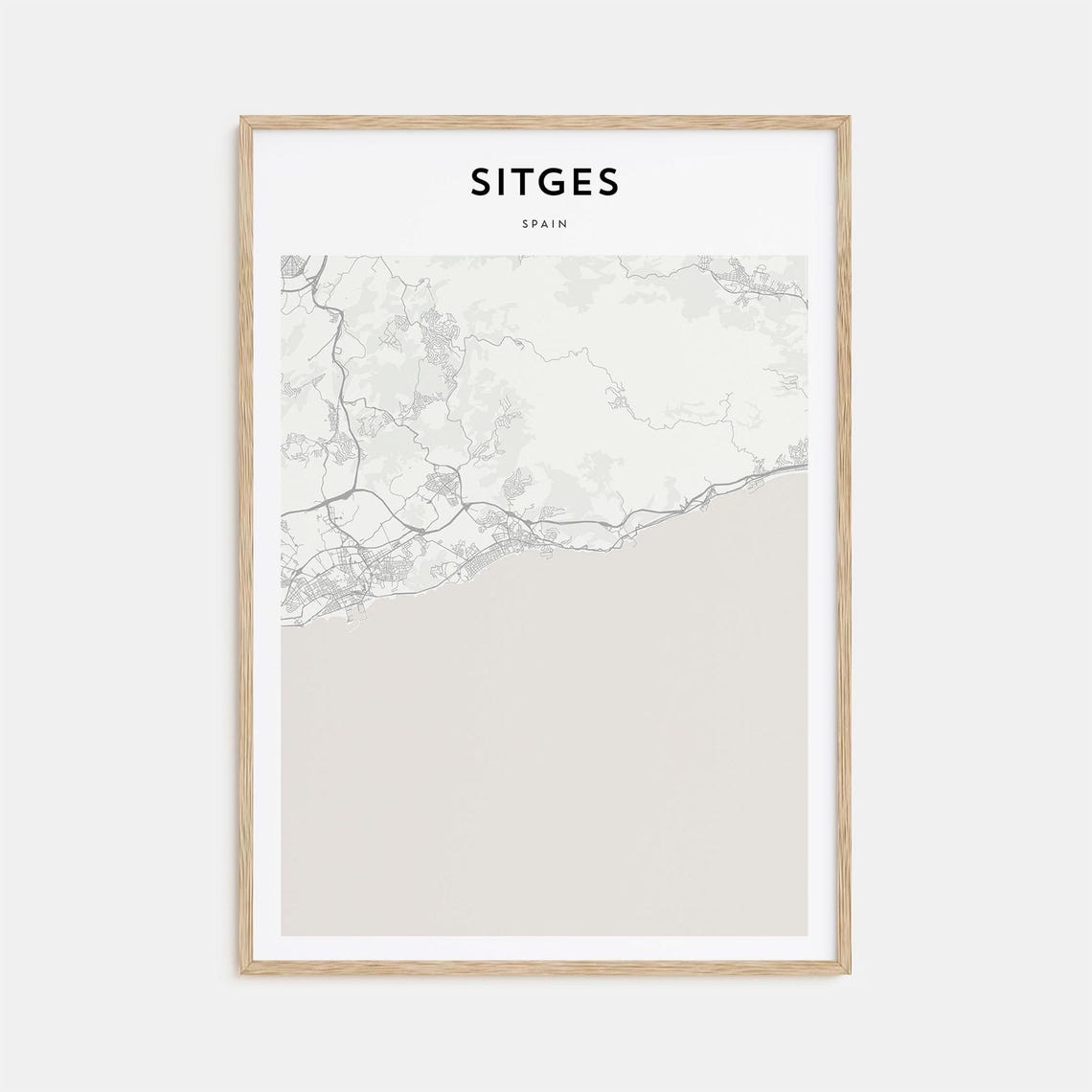 Sitges Spain Scandinavian Minimalist Coast Map Travel Poster