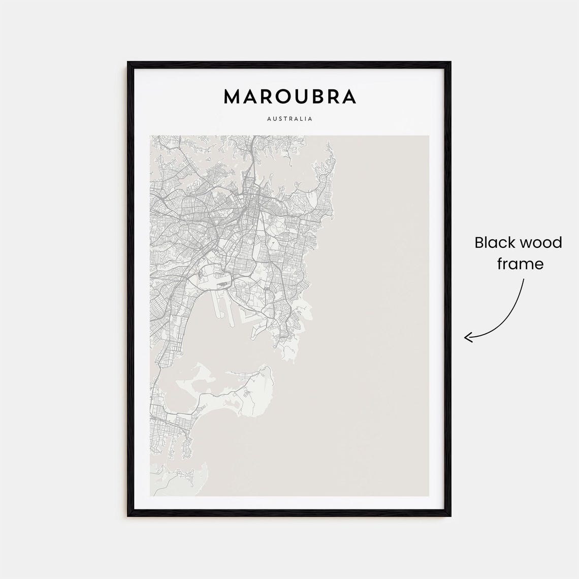 Maroubra Australia Sydney Beach Beige Minimalist Map Art Poster - Image 3