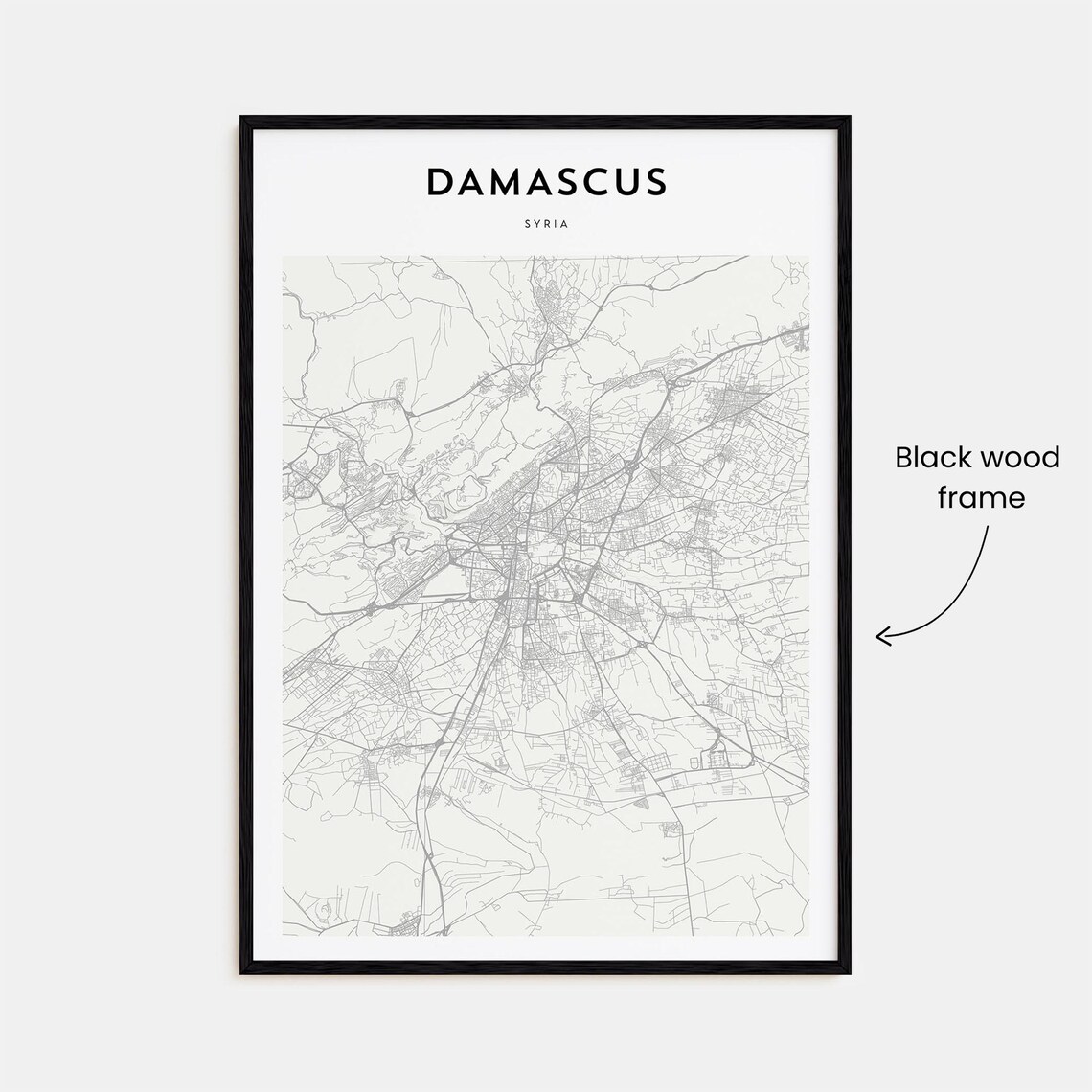 Damascus Syria Detailed Street Map Minimalist Modern City Poster - Image 3
