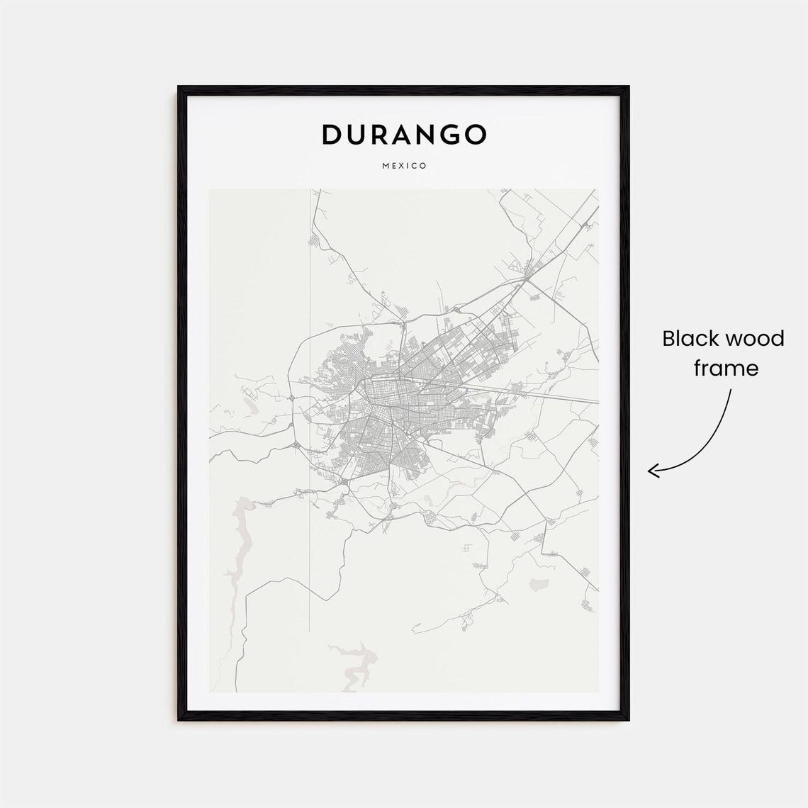 Durango Mexico Minimalist Beige City Street Map Poster Home Decor - Image 3