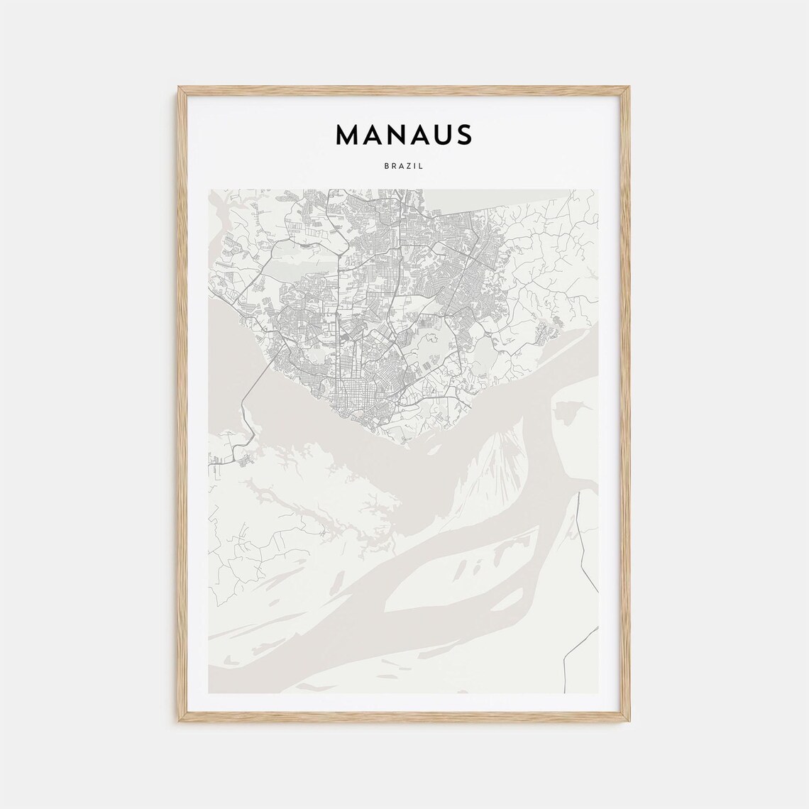Manaus Brazil Minimalist Street Map Poster For Modern Travel Decor