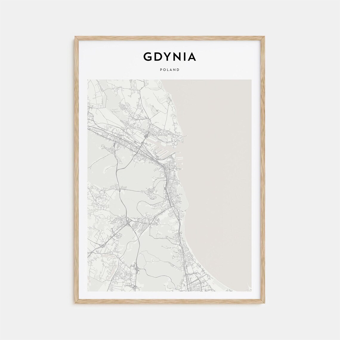 Gdynia Poland Minimalist Harbor City Street Map Travel Poster
