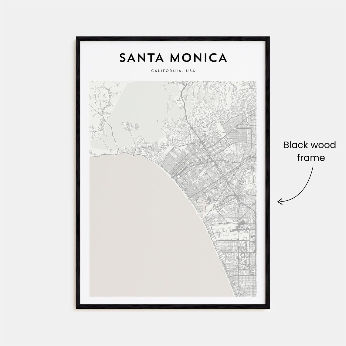 Santa Monica California USA Minimalist Street Map Line Art Poster - Image 3