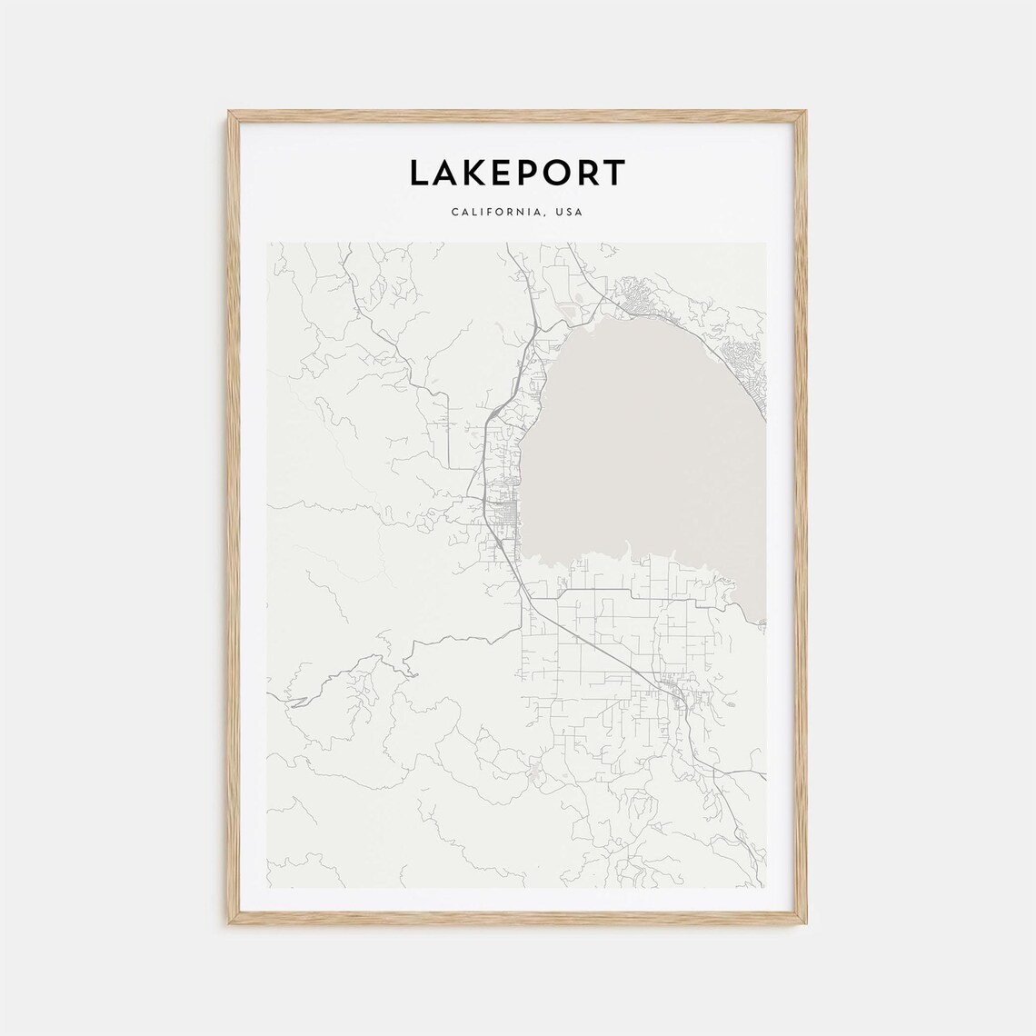 Lakeport California Clear Lake Waterfront Minimalist City Map Poster