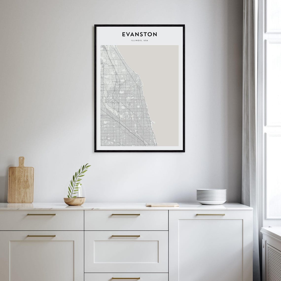 Evanston Illinois Minimalist City Street Map Poster Lakefront Decor - Image 2