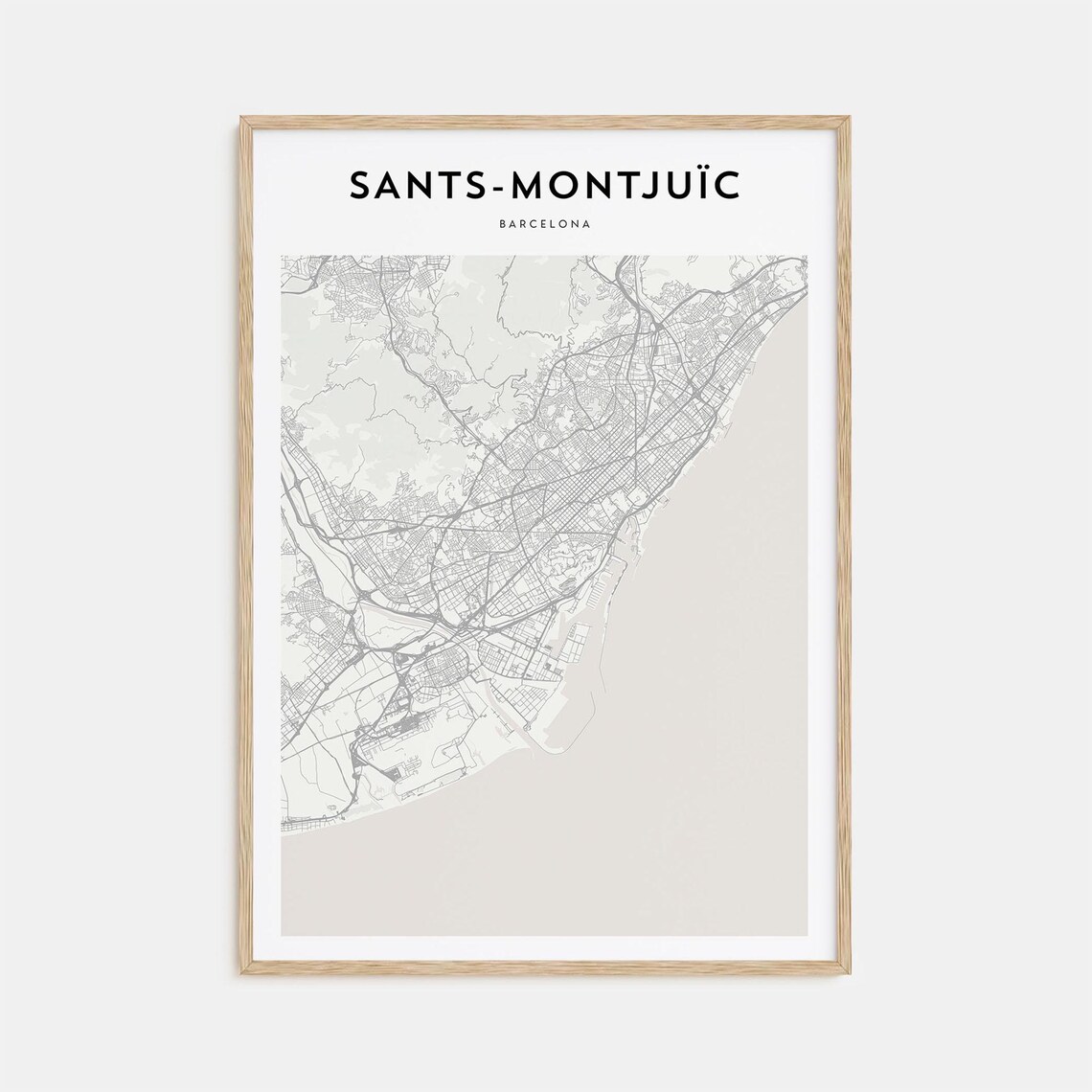 Sants-Montjuic Barcelona Minimalist Street Map Line Art Poster