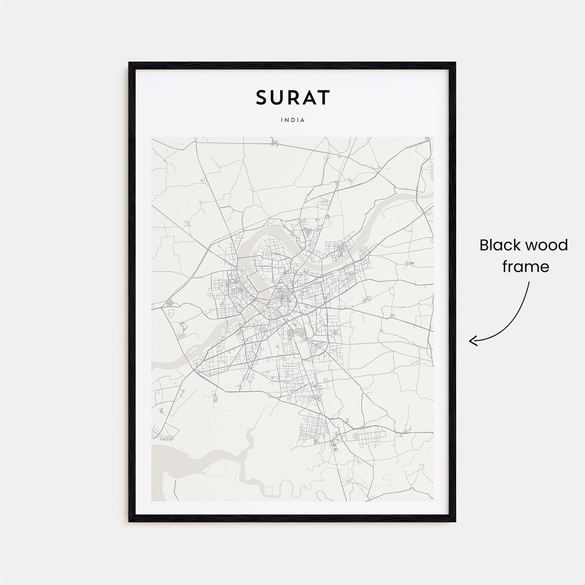 Surat India City Street Map Scandinavian Minimalist Art Poster - Image 3