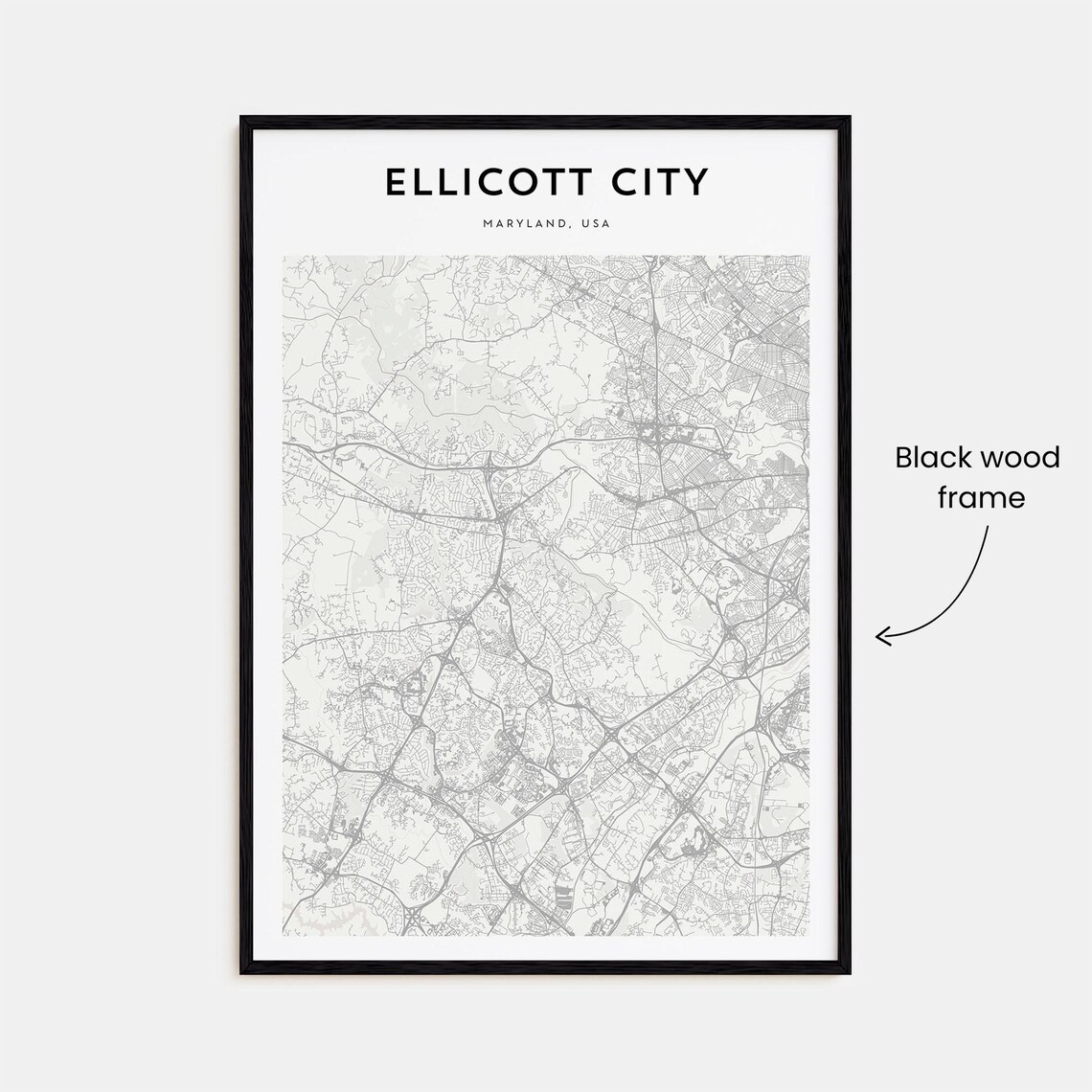 Ellicott City Maryland Minimalist City Street Map Poster Wall Decor - Image 3