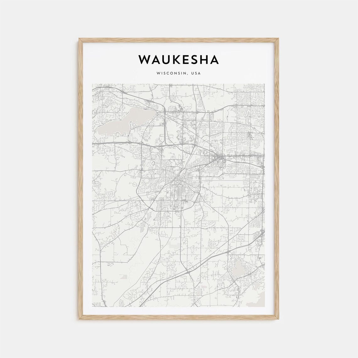 Waukesha Map Poster Waukesha Map Print Waukesha Personalized Map Art Waukesha Wall Art Waukesha Travel Print Wisconsin Usa