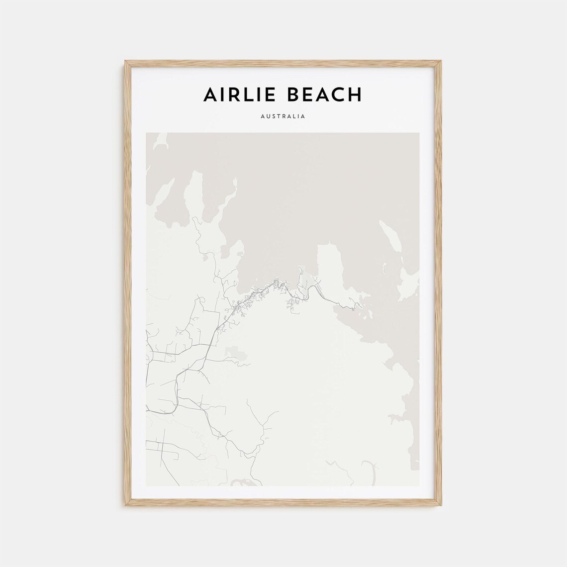Airlie Beach Australia Minimalist Coastal Street Map Travel Poster