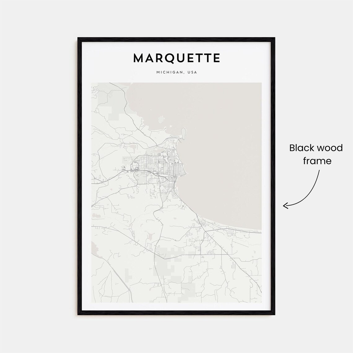 Marquette Michigan Lake Superior Beige Minimalist Map Art Poster - Image 3