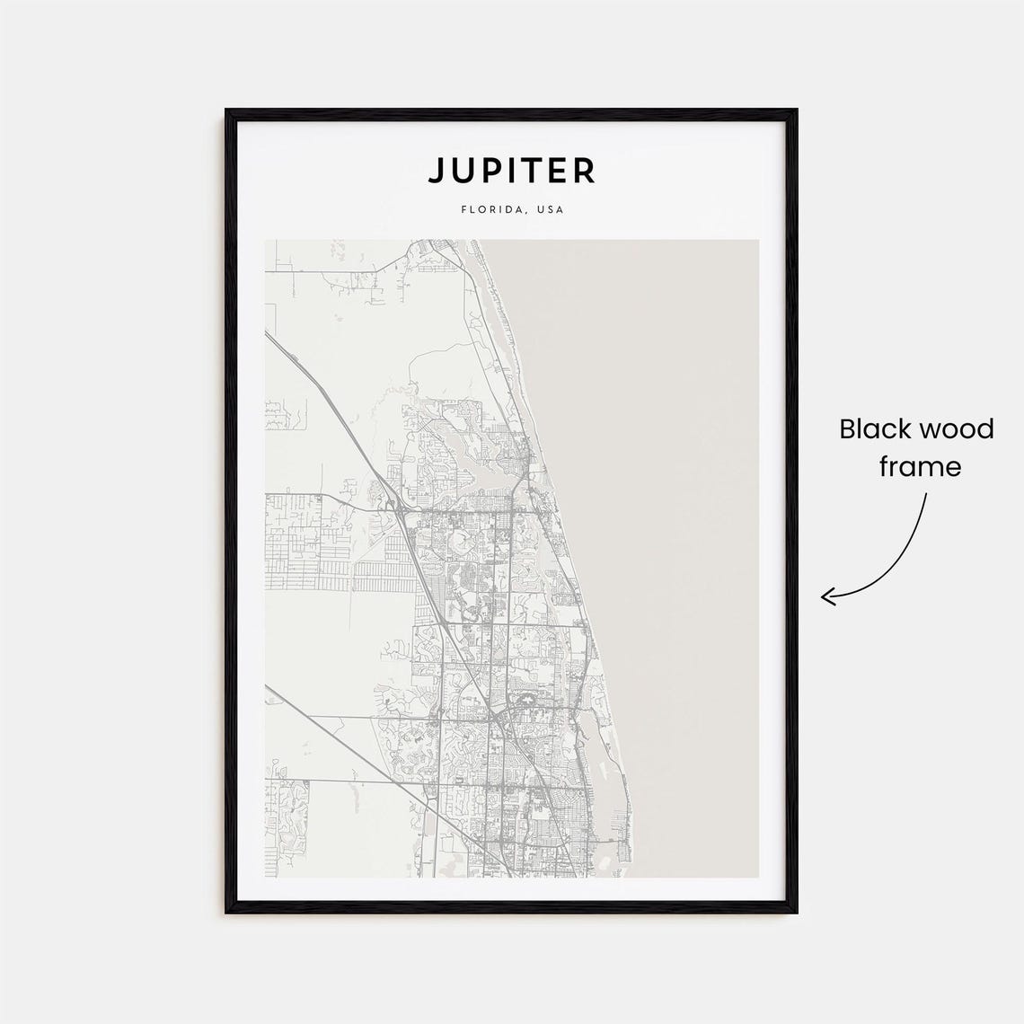 Jupiter Florida Minimalist Coastal City Street Map Art Poster - Image 3