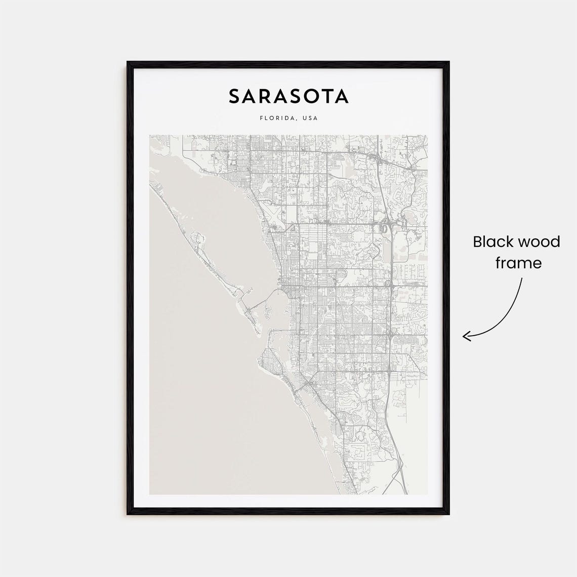 Sarasota Florida USA Detailed Street Map Minimalist Modern Poster - Image 3