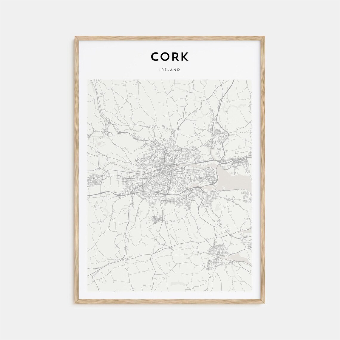 Cork Ireland Minimalist City Street Map Beige Europe Travel Poster