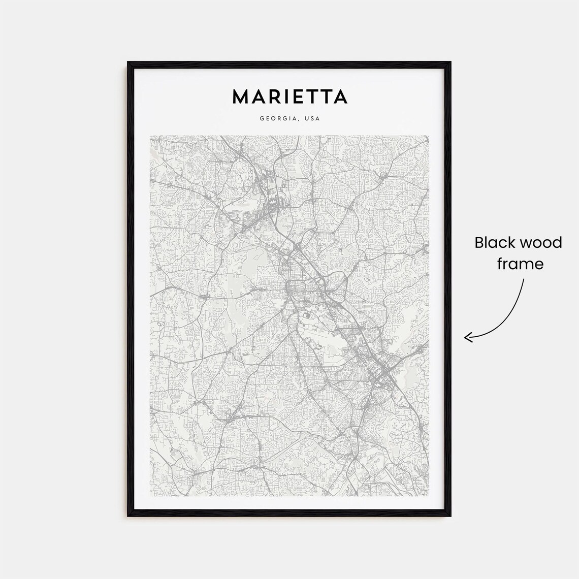 Marietta Georgia Atlanta Suburb Beige Minimalist Map Art Poster - Image 3