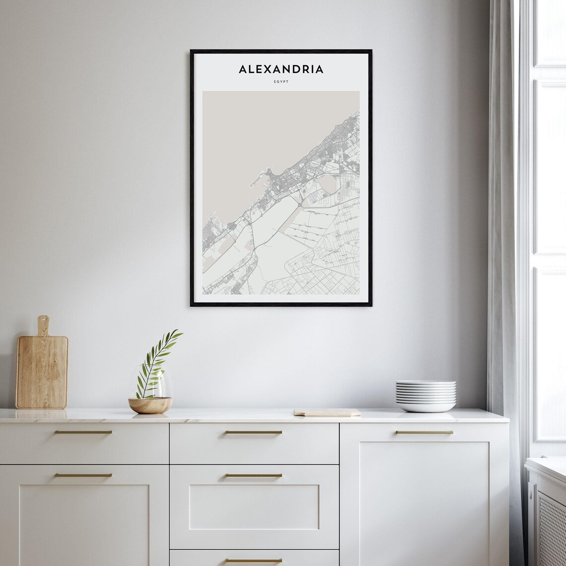 Alexandria Egypt Minimalist Coastal City Street Map Travel Poster - Image 2