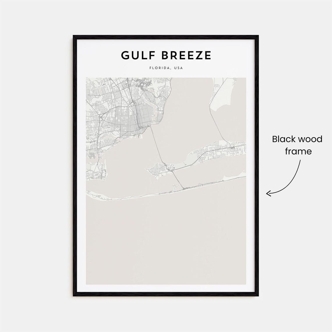 Gulf Breeze Florida Minimalist Barrier Island Map Wall Decor Poster - Image 3