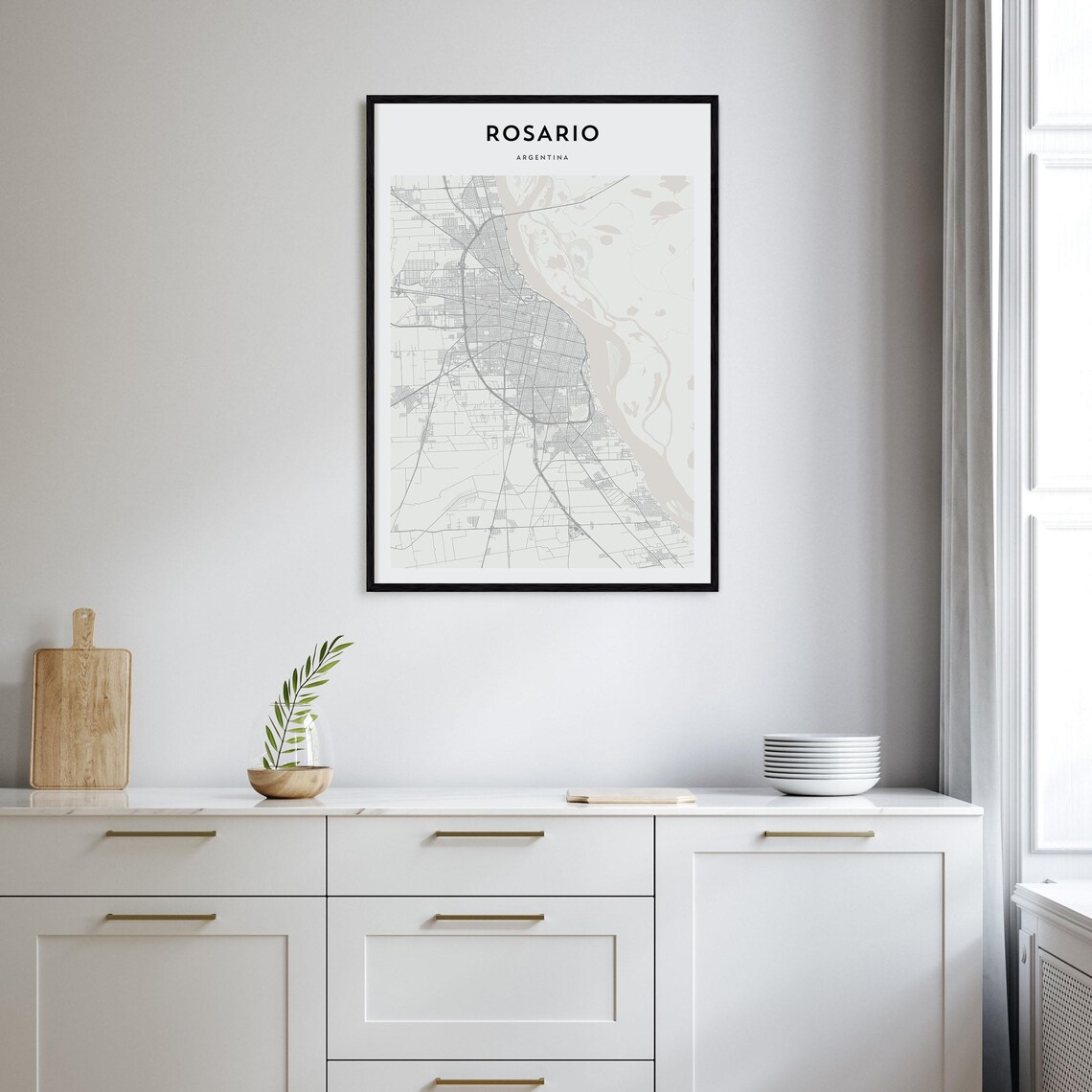 Rosario Argentina Minimalist Monochrome City Map Retro Travel Poster - Image 2