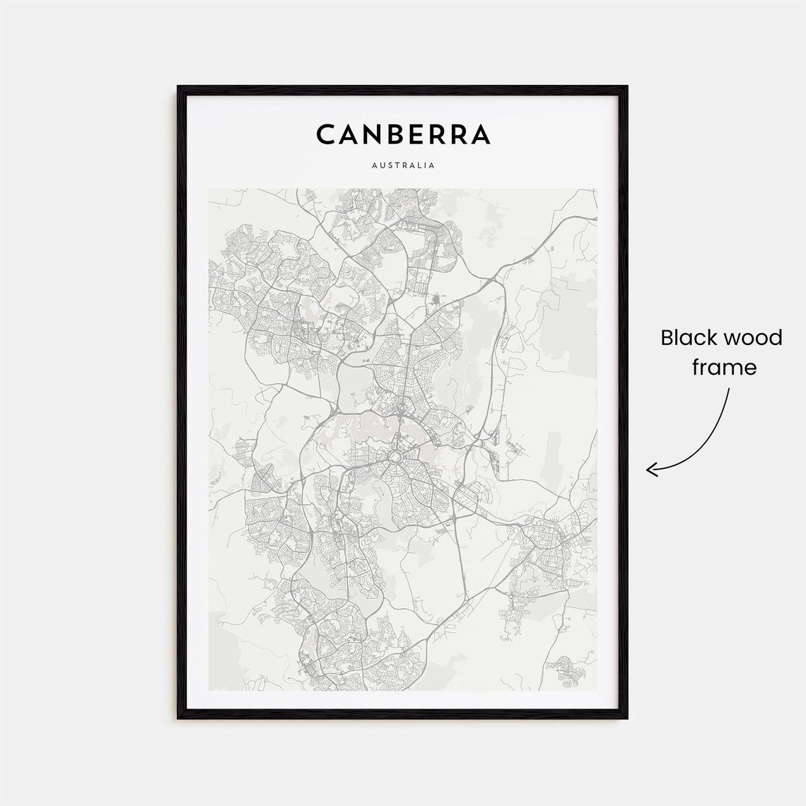 Canberra Australia Detailed Street Map Minimalist Modern City Poster - Image 3