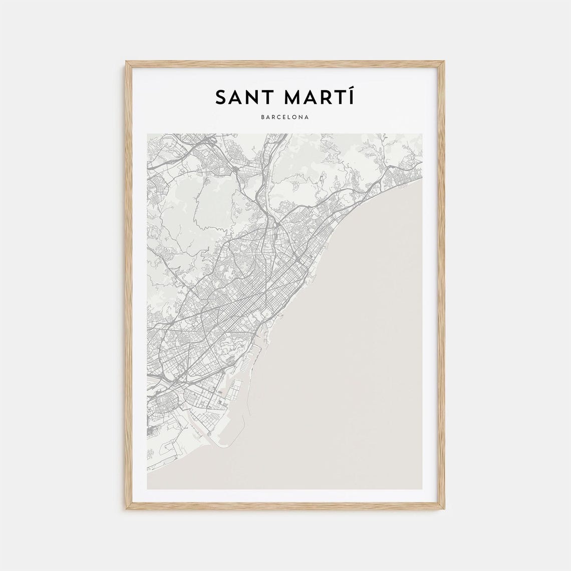 Sant Martí Barcelona Modern Minimalist City Map Travel Poster