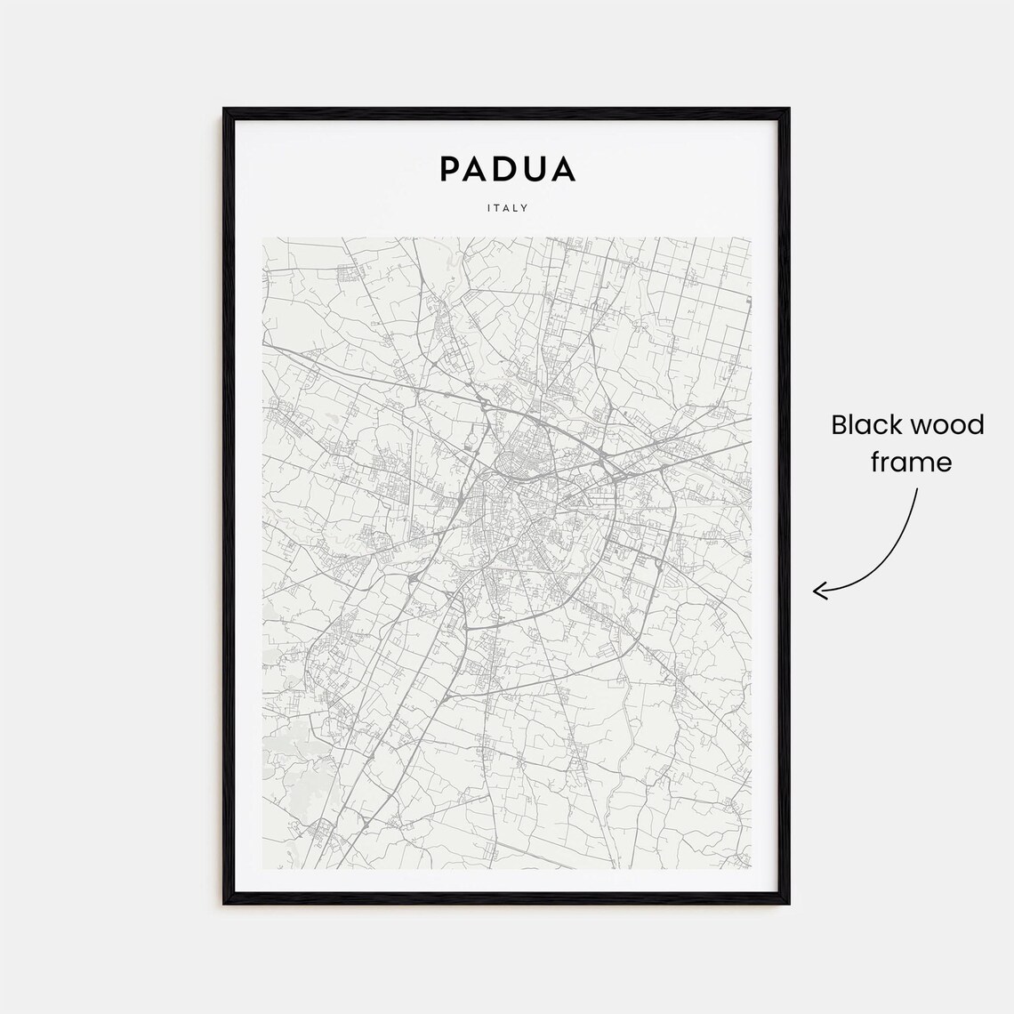 Padua Italy Minimalist City Street Map Monochrome Art Poster - Image 3